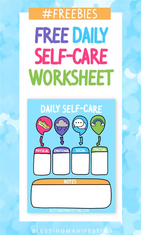 Printable Daily Self Care Worksheet Self Love Rainbow