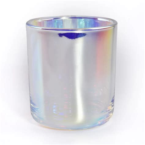 8oz Iridescent Holographic Glass Candle Jar With Round Bottom Wholesale