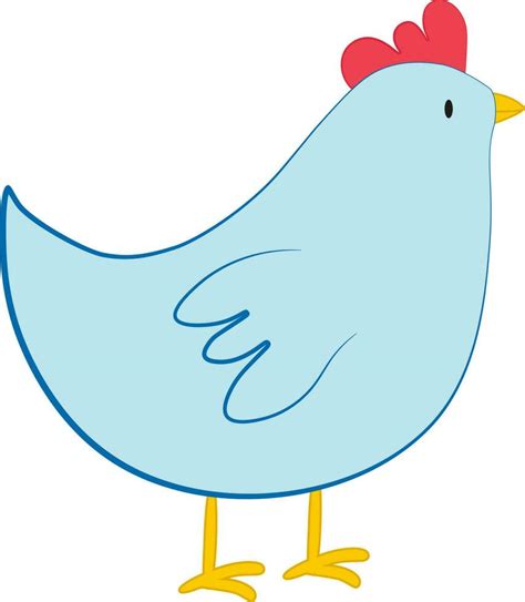 Vector illustration of blue chicken character in cartoon style ...