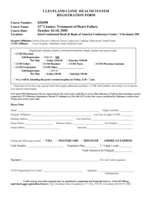 Fillable Online Cleveland Clinic Health System Registration Form