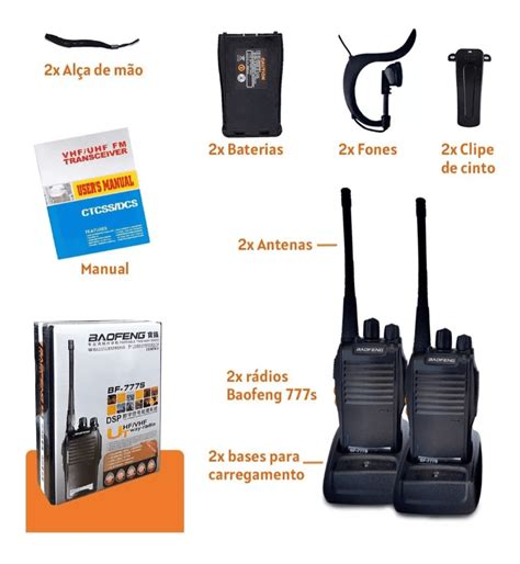 Kit Radio Walk Talk Comunicador Ch Km Baofeng S Ht Seven