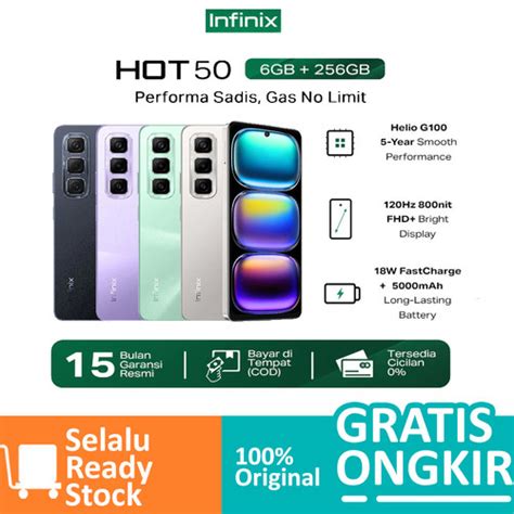 Jual Infinix Hot 50 8 128GB 6 256GB Up To 12GB Extended RAM Helio G100 6 78 Inch 120Hz