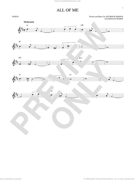 All Of Me Sheet Music For Violin Solo Pdf Interactive