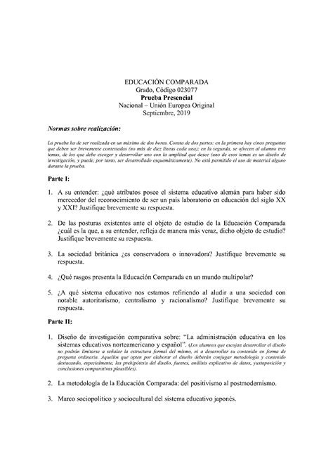 38260103 enunciado del examen de educación comparada de la uned