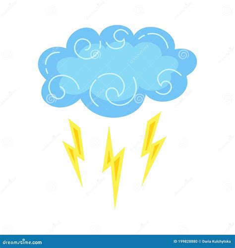 Meteo Vettoriale In Stile Fumetto Di Un Fulmine A Nuvola Illustrazione