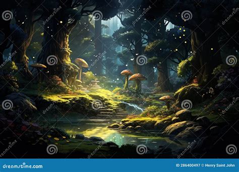 Anime Animals: Magical Forest with Mystical Creatures Stock ...