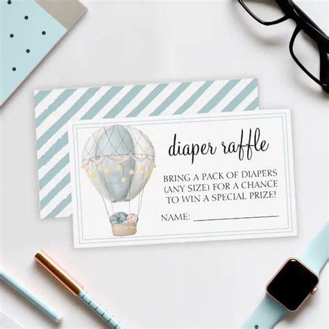 Hot Air Balloon Baby Shower Diaper Raffle Cards Zazzle