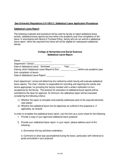 Fillable Online SABBATICAL LEAVE APPLICATION PROCESS Fax Email Print