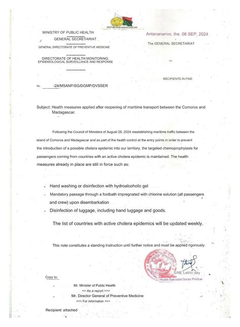 Health measures applied after reopening of maritime transport between