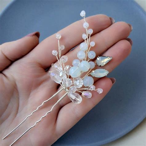 Blue Opal Hair Pins Wedding Hair Piece Something Blue For Etsy