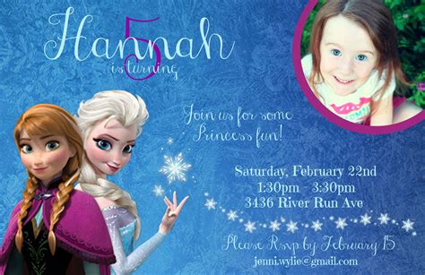 Frozen 5 Years Old Birthday Party Invitation To A Princess Party