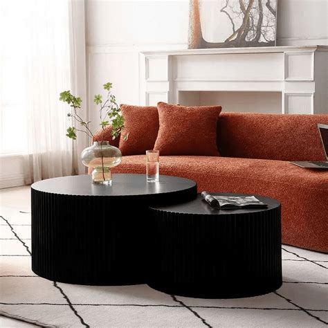 Kevinplus Luxury Wooden Nesting Coffee Table Set Of Matte Black