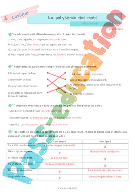 La Polys Mie Des Mots Exercices De Vocabulaire Pour La Eme