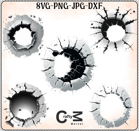 Bullet Hole Svg Hole In The Wall Png Vector Clipart Digital Download