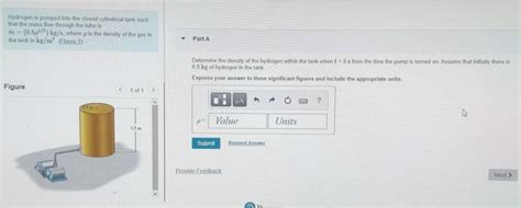 Solved Hydrogen Is Pumped Into The Closed Cylindrical Tank Chegg