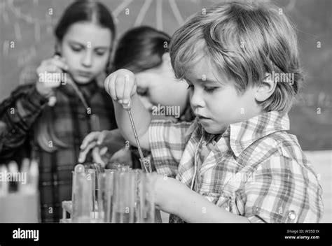 Happy Children Use Tubes Back To School Biology Education Microscope