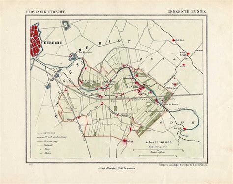 Antique Map-NETHERLANDS-TOWN PLAN-BUNNIK-UTRECHT-Kuyper-Kuijper-1865 ...