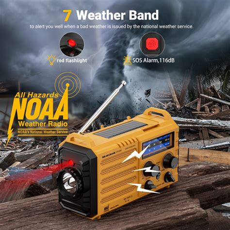 Emergency Weather Radio Solar Hand Crank 5000mAh Battery Operated