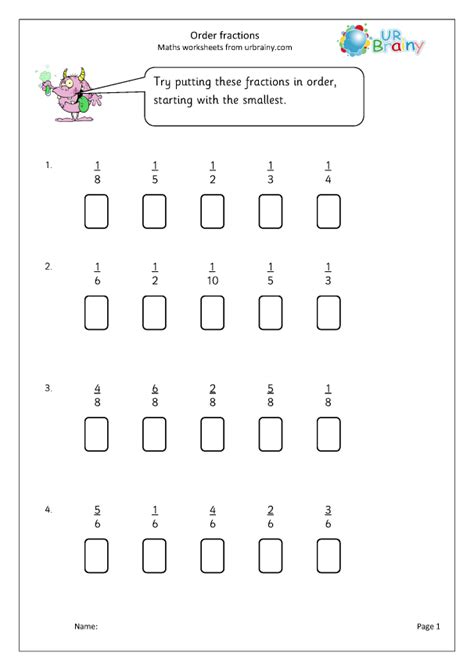 Order Fractions From Least To Greatest Worksheet Printable Calendars At A Glance