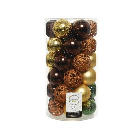 Decoris Shatterproof Baubles In Woodland Colours Pack Of