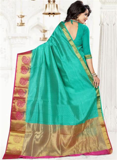 Buy Art Silk Sea Green Traditional Saree Online Fiji