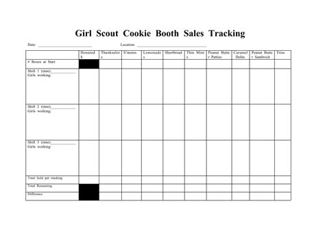 Girl Scout Cookie Booth Sales Tracking Sheet Template Download