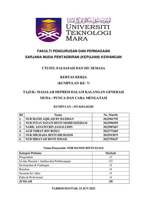 Ctu Group Assignment Kba D Kumpulan Fakulti Pengurusan Dan