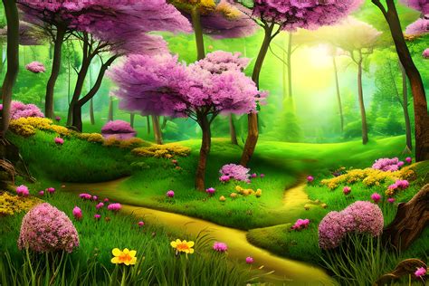 Spring Landscape Background Graphic by Craftable · Creative Fabrica