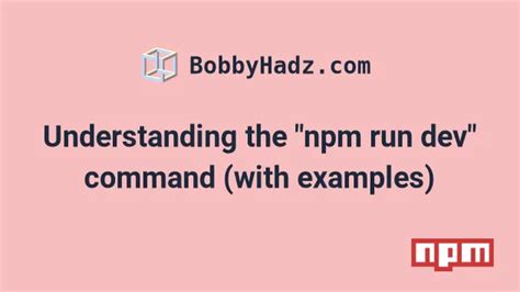 Understanding The Npm Run Dev Command With Examples Bobbyhadz