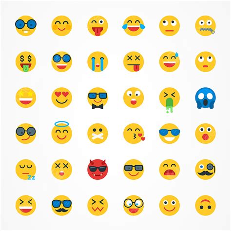 Conjunto De Iconos De Vector De Emoticon Emoji Plano Png Png Emojis