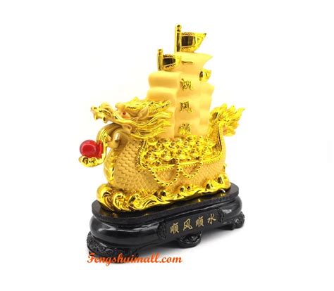 Exquisite Golden Dragon Feng Shui Wealth Ship