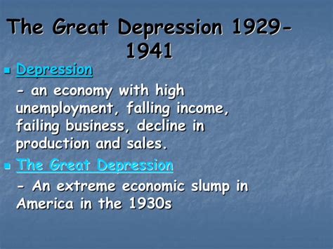 The Great Depression 1929 1941