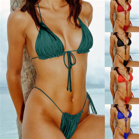 TOFOTL Women S Split Sexy Solid Colour Bikini Fashion With Bra Pad No