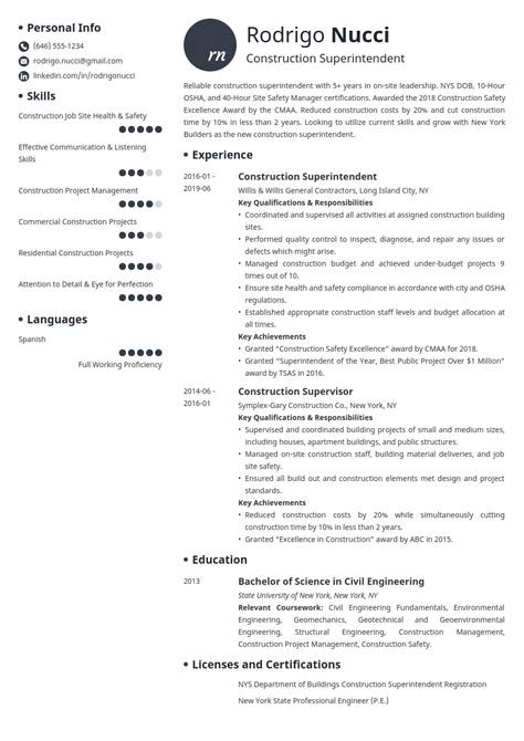 Construction Superintendent Resume Examples Template