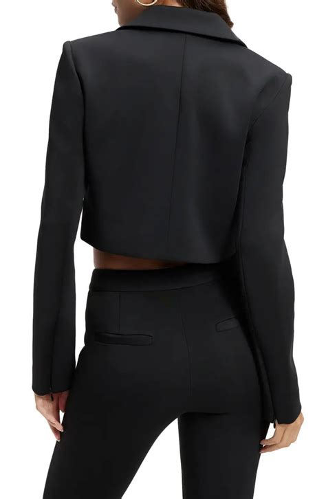 Shiny Scuba Cropped Blazer Black Lit Boutique