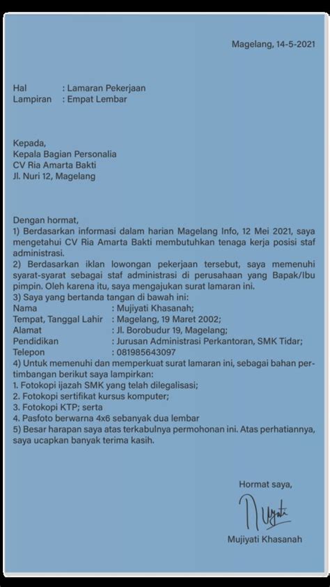 Contoh Cv Lamaran Kerja Tulis Tangan Lulusan Smk Contoh Surat Resmi