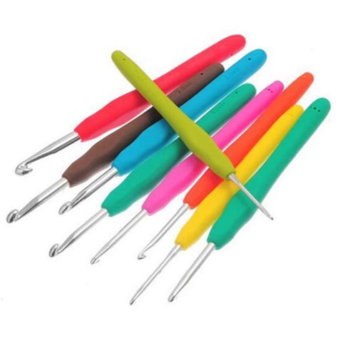 Pcs Mm Crochet Hooks Knitting Needles Aluminum Multicolor Soft