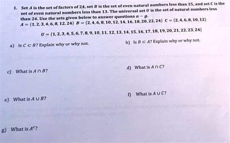 Solved Set A Is The Set Of Factors Of 24 Set B Is The Set Of Even