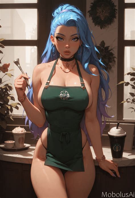 Seraphine Game Hentai Breasts Female Mobolusai Ass Blue Hair