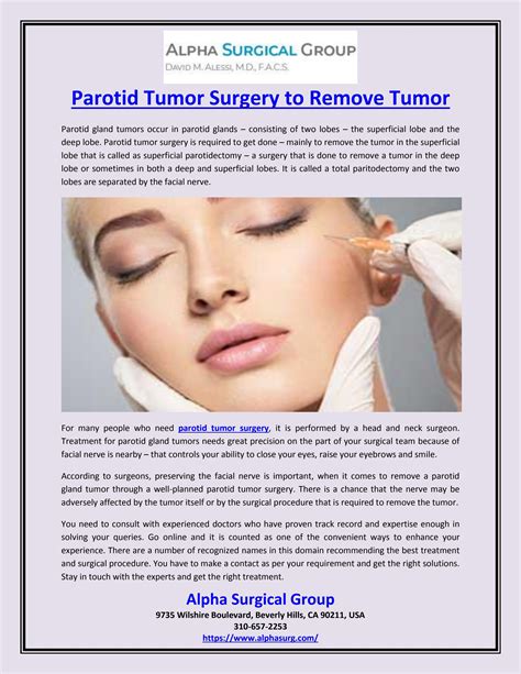 Parotid Tumor Surgery to Remove Tumor by Alpha Surgical Group - Issuu