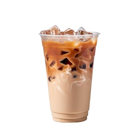 Cold Brewed Iced Latte Coffee On Plastic Cup Side View Generative Ai Technology Ice Coffee