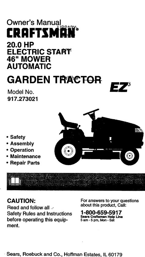 CRAFTSMAN Lawn, Tractor Manual 98100315