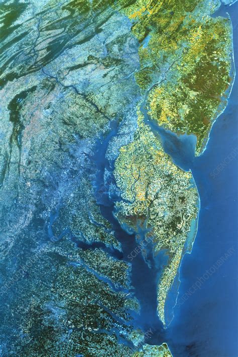 Infrared satellite image of Chesapeake Bay estuary - Stock Image - E552 ...