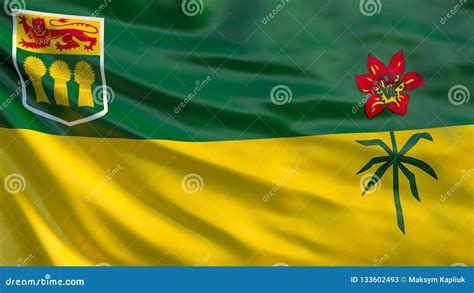 Saskatchewan Flag. Waving Flag of Saskatchewan Province, Canada Stock ...