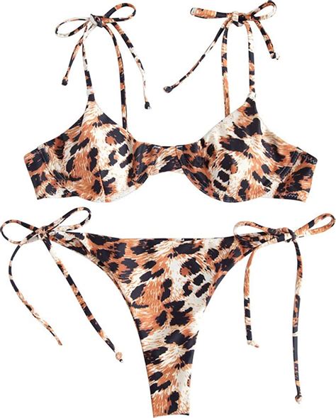 Bikini Badeanzug Damen Bikini Badeanzug Push Up Badebekleidung Leopard