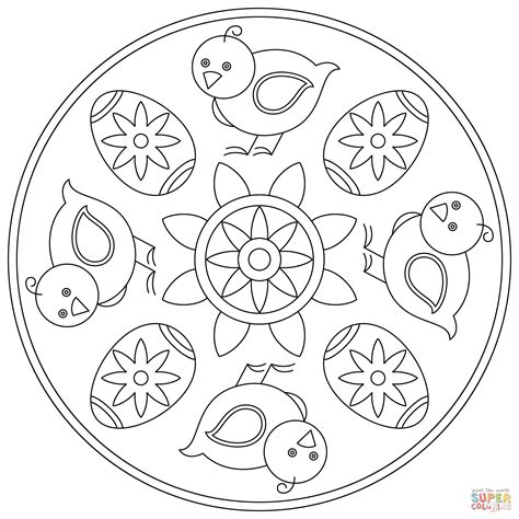 Coloriage Mandala De Pâques Avec Poules Et Oeufs Coloriages à