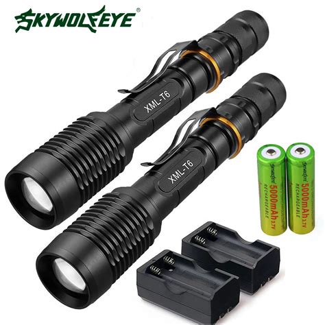 SKYWOLFEYE Powerful LED Flashlight 1000 LM XML T6 Torch Waterproof 5