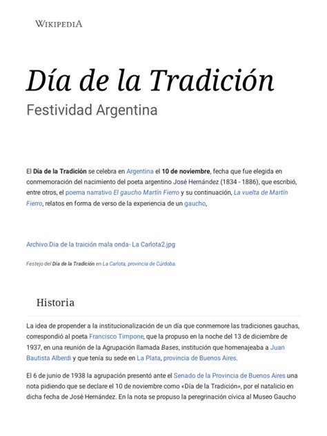 Día de La Tradición - Wikipedia, La Enciclopedia Libre | PDF | América ...