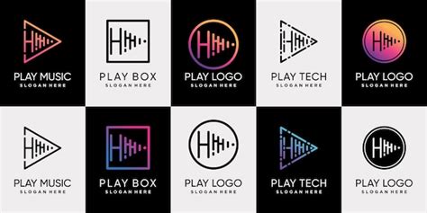 Premium Vector Set Bundle Of Play Music Logo Design With Initial