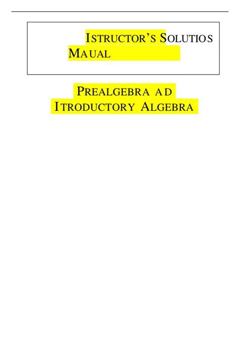 Instructor S Solution Manual Prealgebra Introductory Algebra 6th Edition By Martin Gay 2025